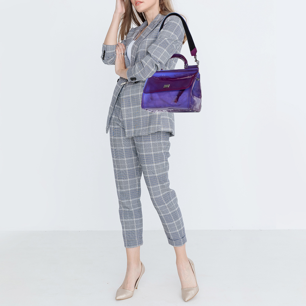 

Dolce & Gabbana Purple PVC Medium Miss Sicily Top Handle Bag