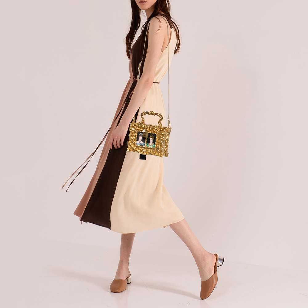 

Dolce & Gabbana Gold Acrylic and Leather Dolce Box Regine Bag