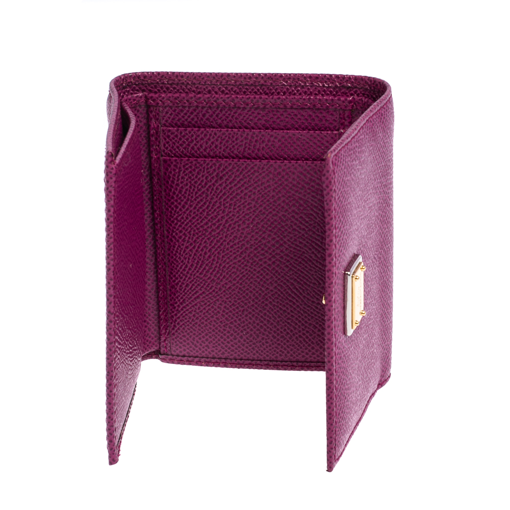 

Dolce & Gabbana Purple Leather Trifold Wallet