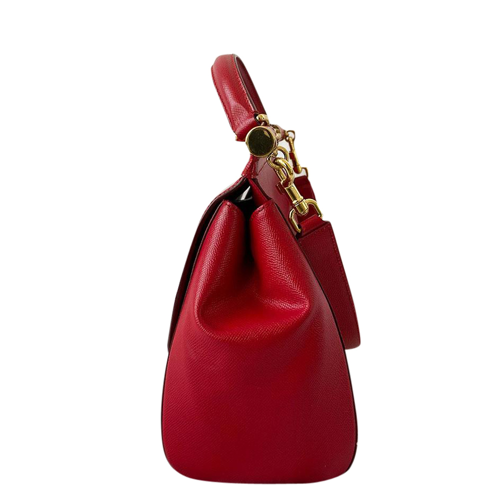 

Dolce & Gabbana Red Leather Miss Sicily Large To Handle Bag