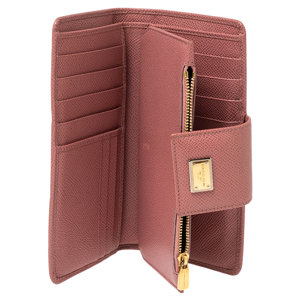 

Dolce & Gabbana Pink Dauphine Leather Continental Wallet