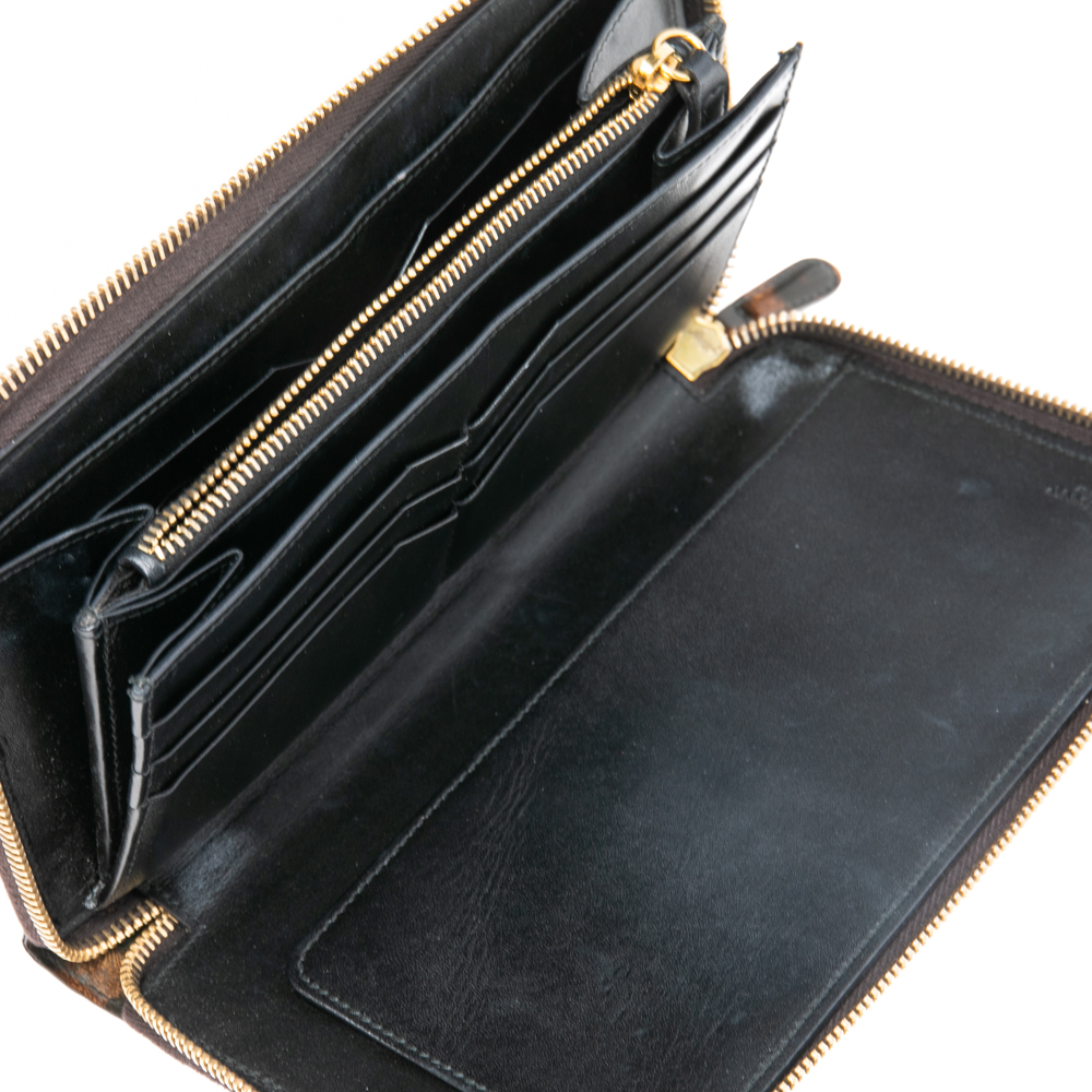 

Dolce & Gabbana Brown Leopard Print Patent Leather Zip Around Organizer Wallet