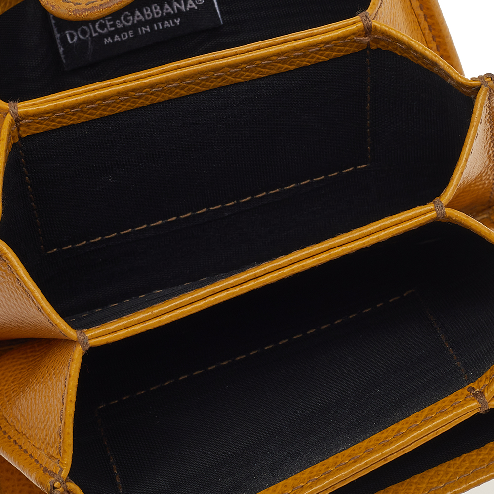 

Dolce & Gabbana Yellow Leather Gusset Card Holder