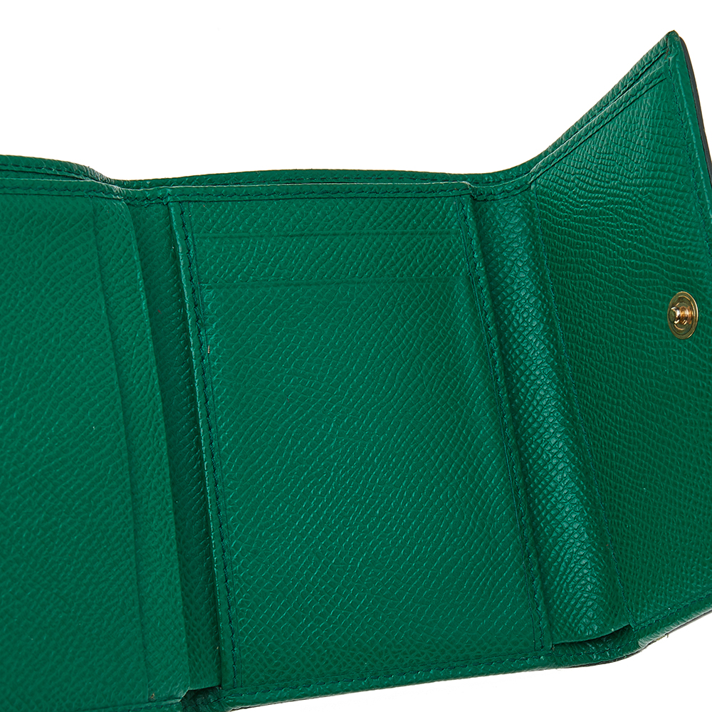 

Dolce & Gabbana Green Lizard Embossed Leather Trifold Wallet