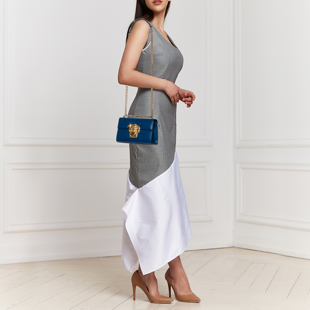 

Dolce & Gabbana Blue Leather Lucia Chain Shoulder Bag