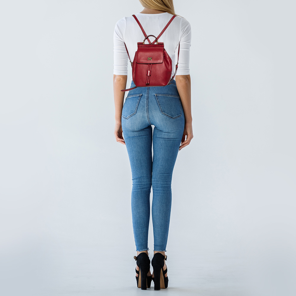 

Dolce & Gabbana Red Leather Small Sicily Backpack