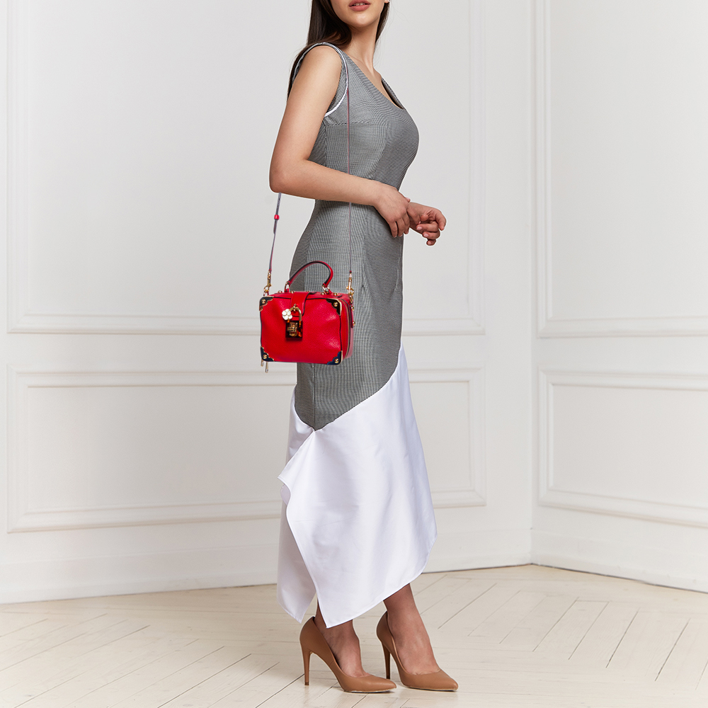 

Dolce & Gabbana Red Leather Dolce Box Top Handle Bag