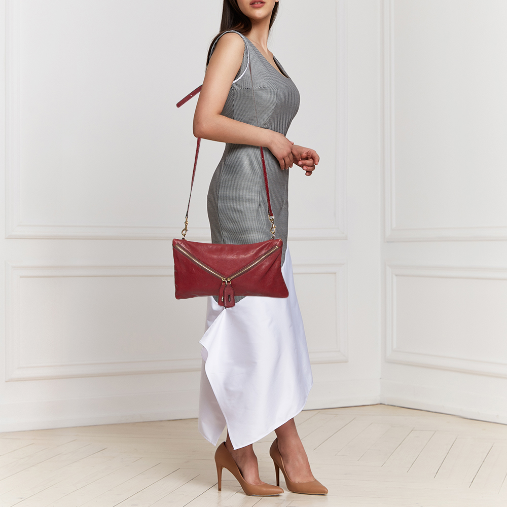 

D&G Burgundy Leather Micol Clutch