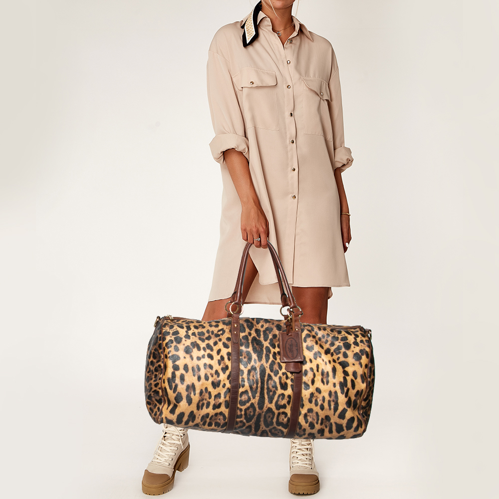 

Dolce & Gabbana Brown Leopard Print Coated Canvas and Leather Miss Escape Duffel Bag