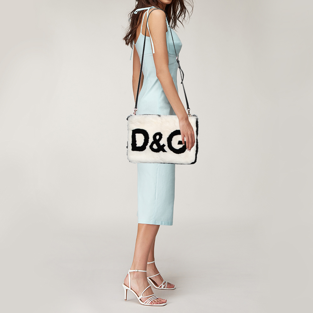 

Dolce & Gabbana Black/White Fur and Leather Cleo Shoulder Bag
