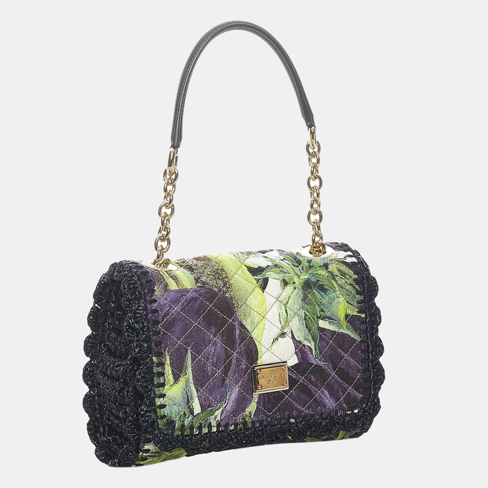 

Dolce & Gabbana Purple Quilted Canvas Handbag, Multicolor