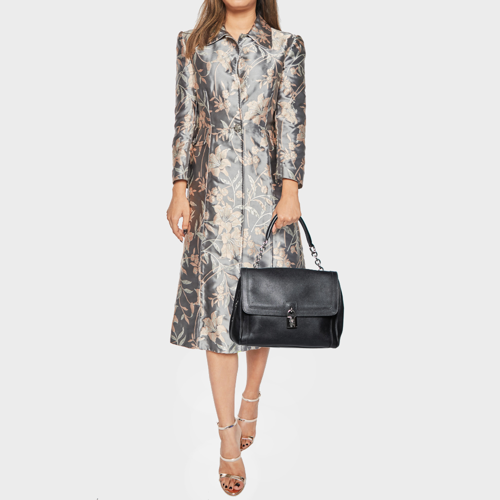 

Dolce & Gabbana Black Leather Padlock Top Handle Bag