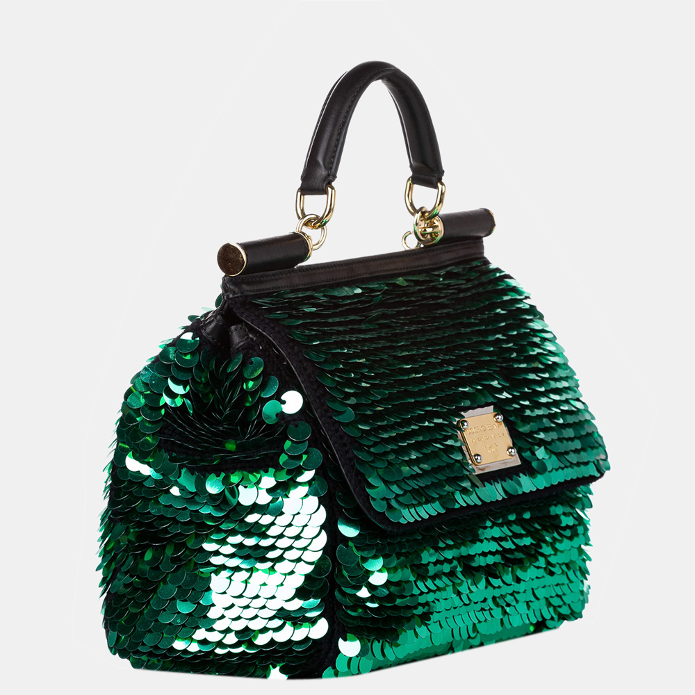 

Dolce & Gabbana Green Miss Sicily Sequined Handbag