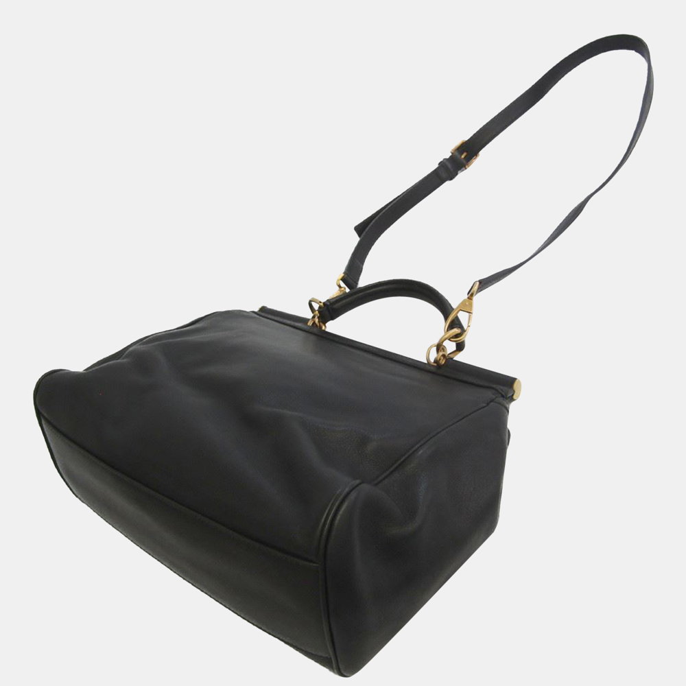 

Dolce & Gabbana Black Leather Miss Sicily Top Handle Bag
