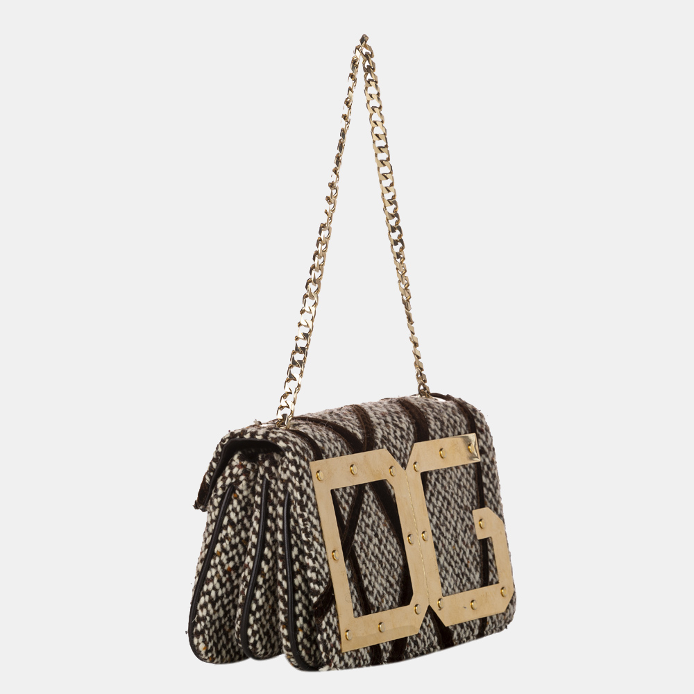 

Dolce & Gabbana Beige/Black/Brown Tweed Shoulder Bag