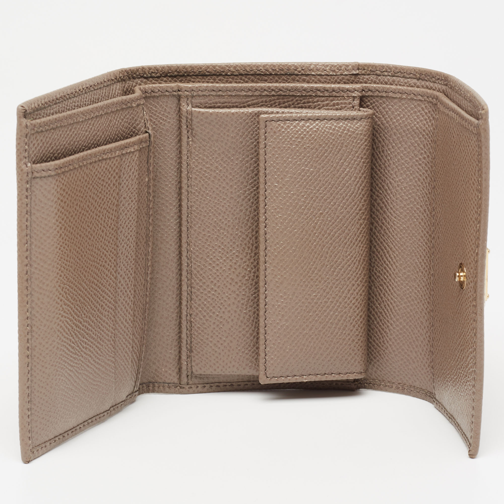 

Dolce & Gabbana Taupe Leather Trifold Wallet, Grey