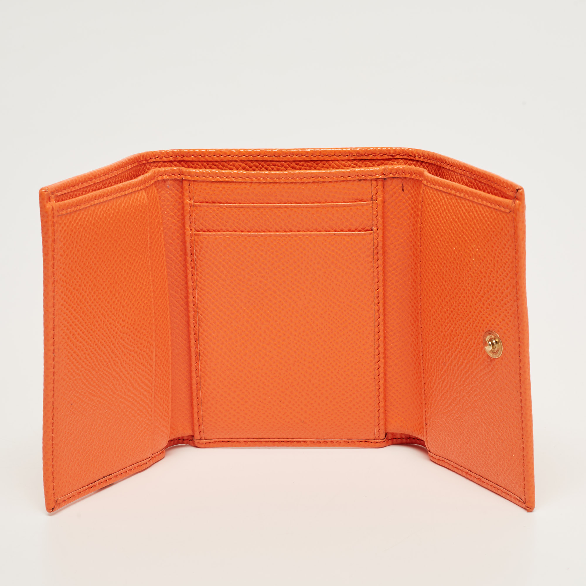 

Dolce & Gabbana Orange Leather Trifold Compact Wallet