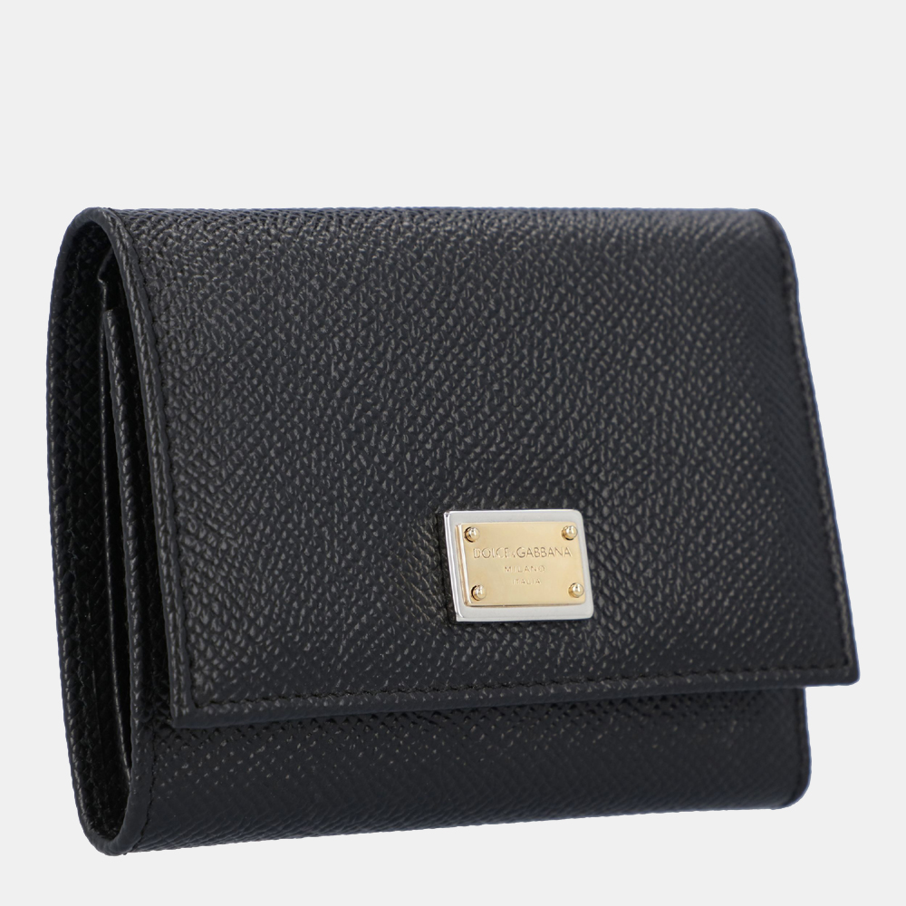 

Dolce & Gabbana Black Calfskin Dauphine continental with Plate Detail Wallet