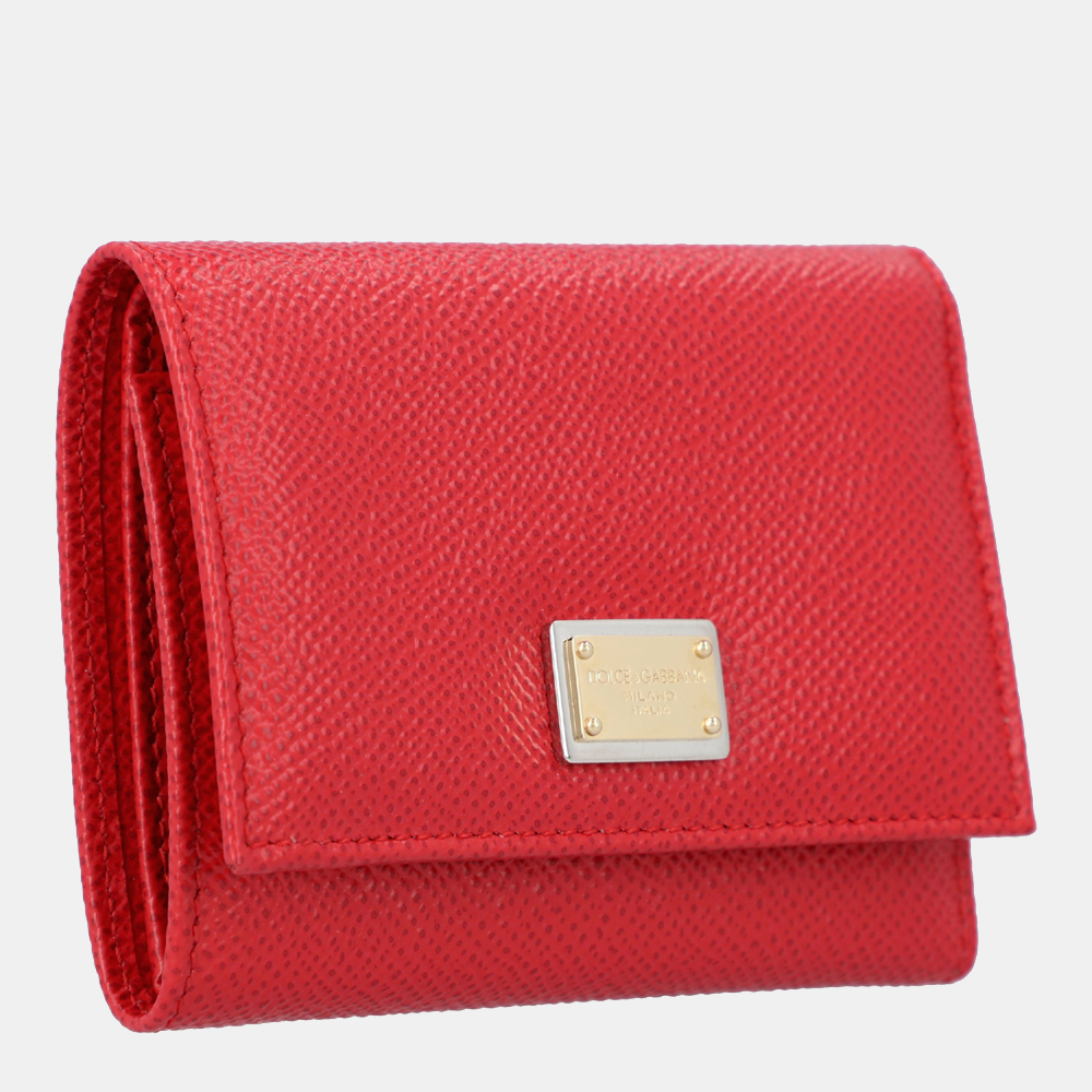 

Dolce & Gabbana Red Calfskin Dauphine continental with Plate Detail Wallet