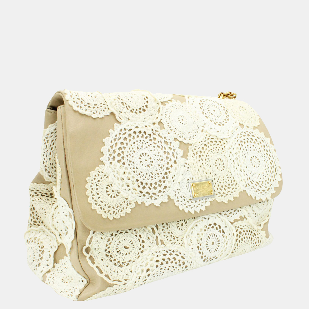 

Dolce & Gabbana Beige/White Lace and Leather Bag