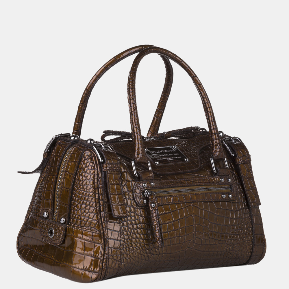 

Dolce & Gabbana Brown Miss Easy Way Embossed Leather Boston Bag