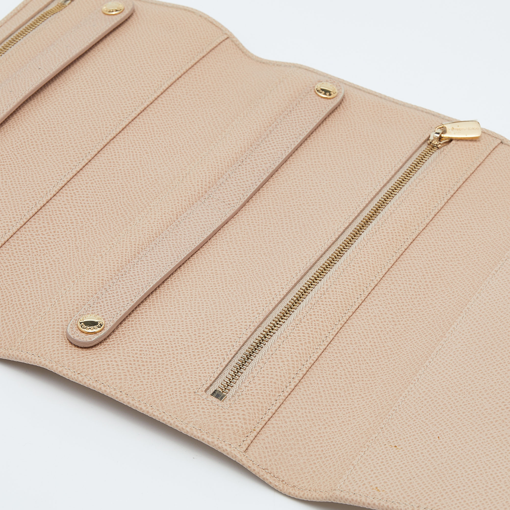 

Dolce & Gabbana Beige Leather Long Trifold Wallet