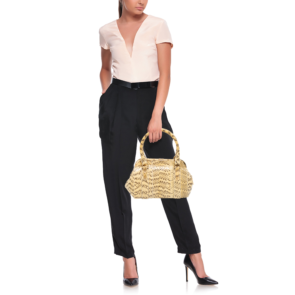 

Dolce & Gabbana Cream Watersnake Leather Frame Satchel