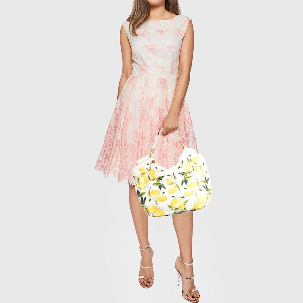 

Dolce & Gabbana White Lemon Print Canvas Tote