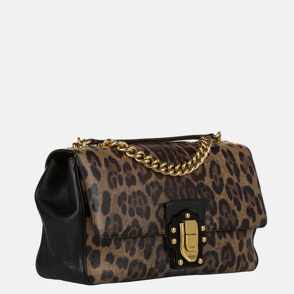 

Dolce & Gabbana Black/Brown Lucia Leather Shoulder Bag