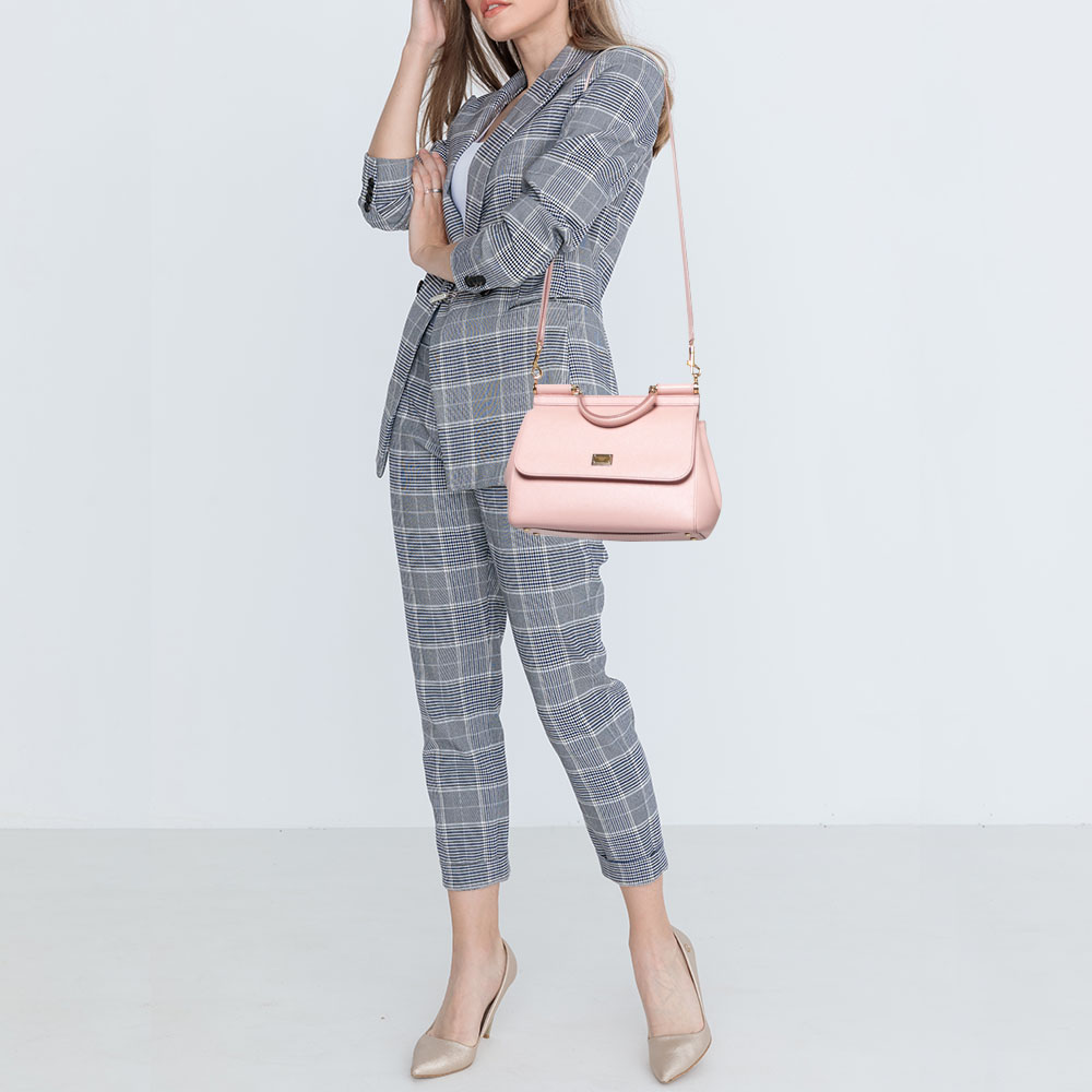 

Dolce & Gabbana Pink Leather Medium Miss Sicily Top Handle Bag