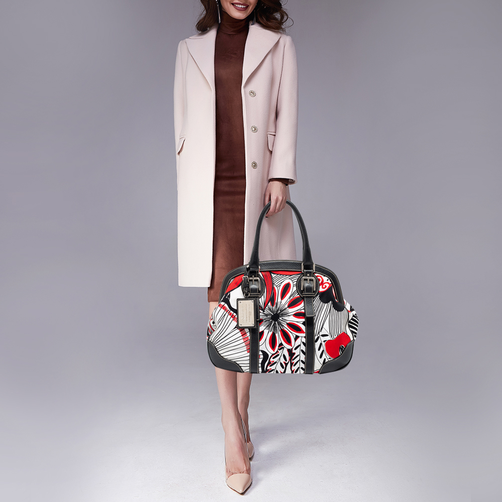 

Dolce & Gabbana White/Black Printed Canvas Tote