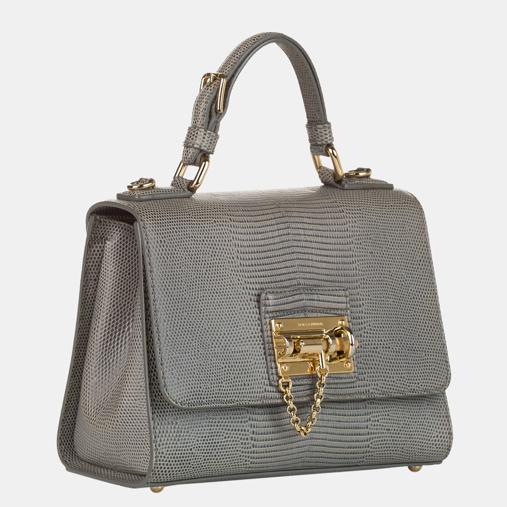 

Dolce & Gabbana Grey Embossed Miss Monica Leather Satchel