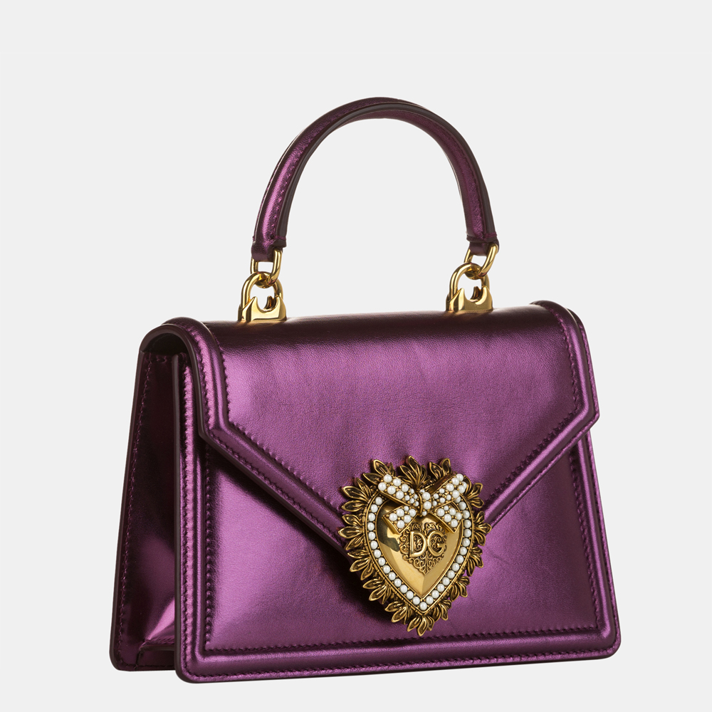 

Dolce & Gabbana Purple Small Devotion Leather Satchel