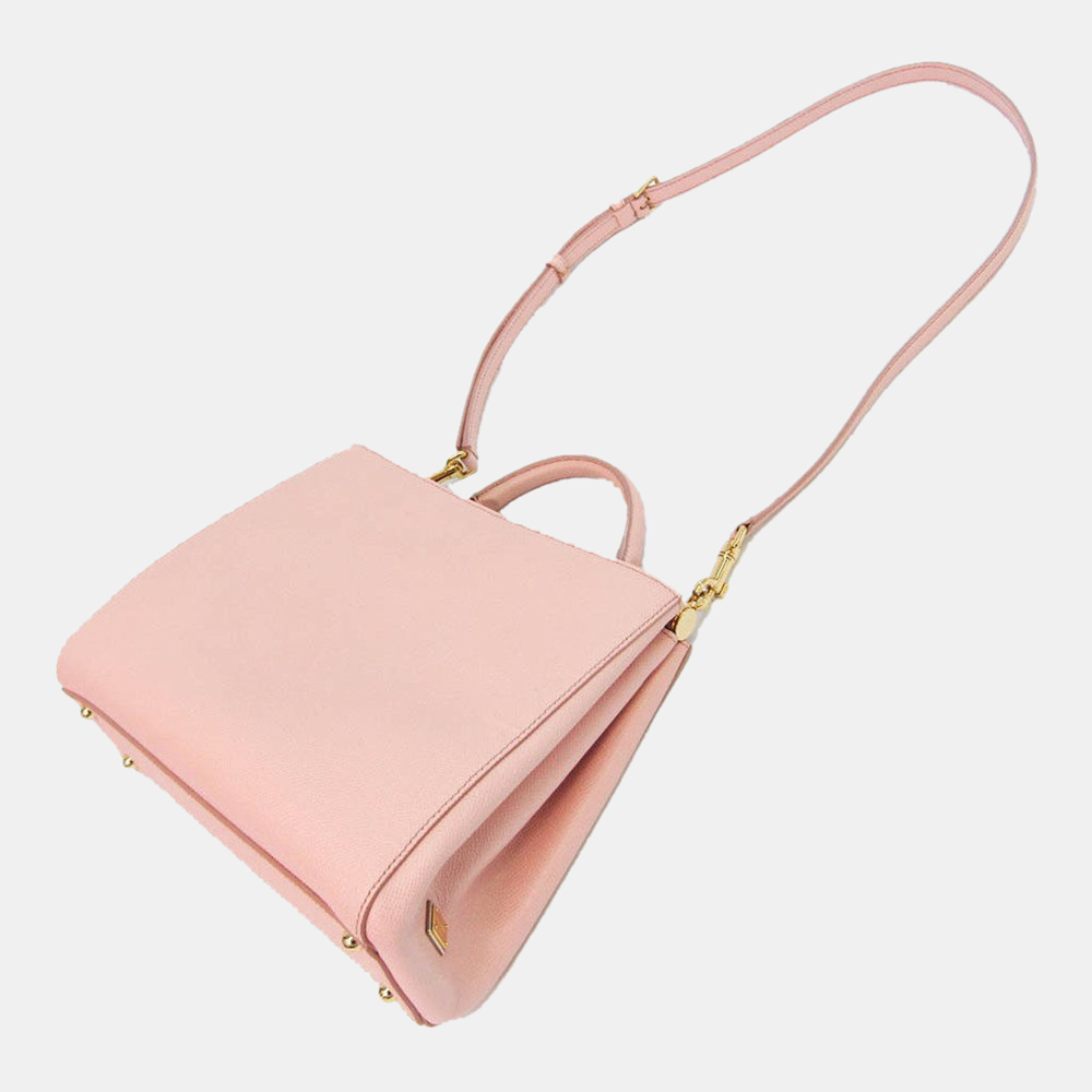 

Dolce & Gabbana Pink Leather Sicily Convertible Shopping Tote Bag