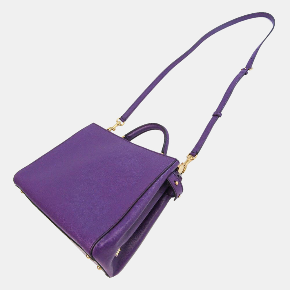 

Dolce & Gabbana Purple Leather Sicily Convertible Tote Bag