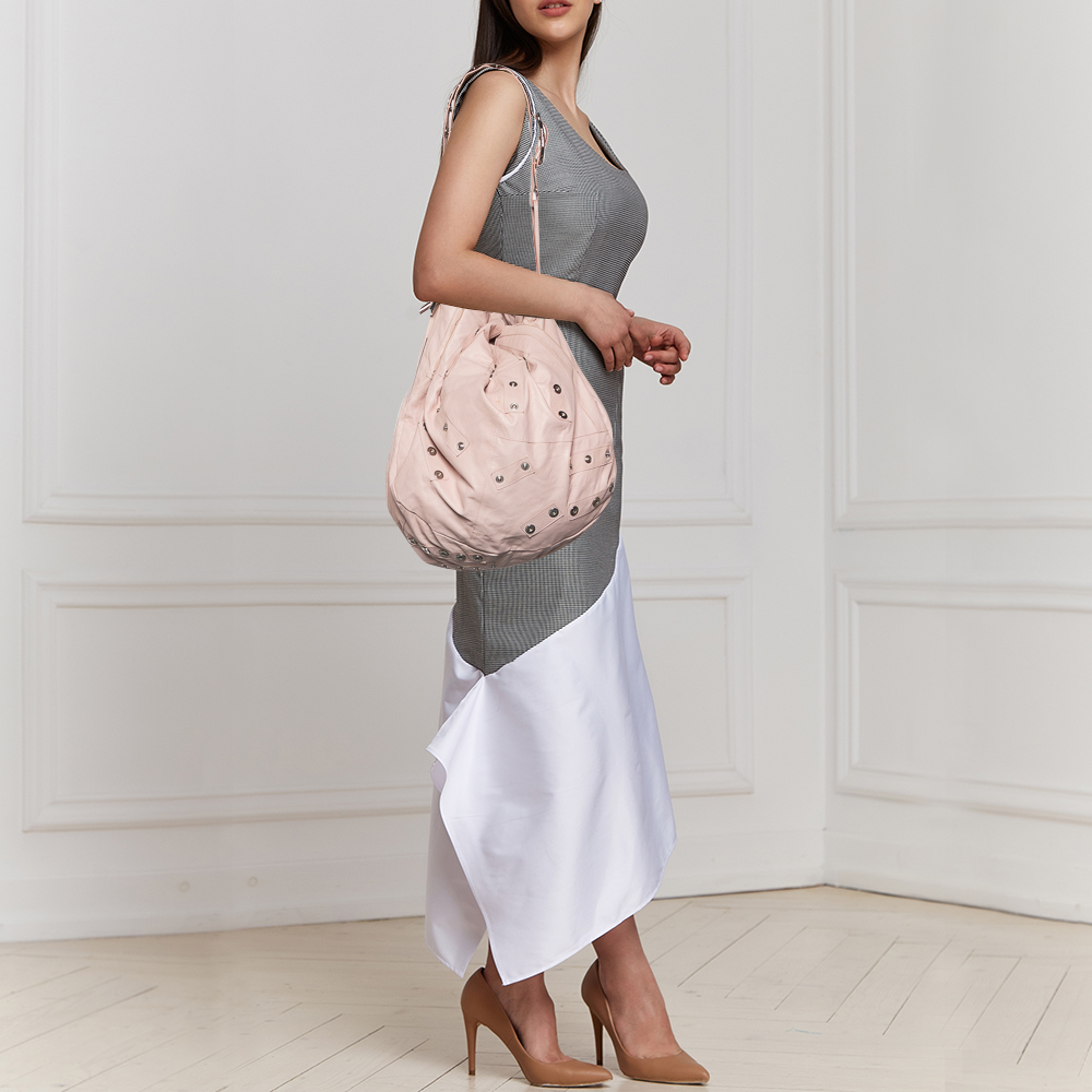 

Dolce & Gabbana Pink Leather Drawstring Hobo