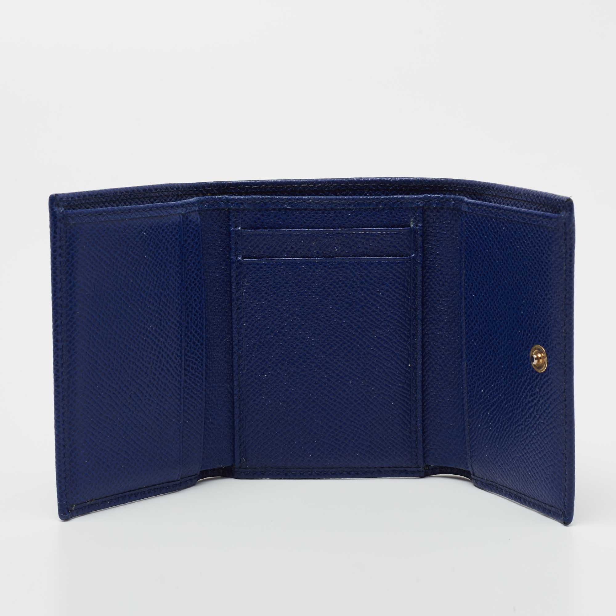 

Dolce & Gabbana Blue Leather Trifold Wallet