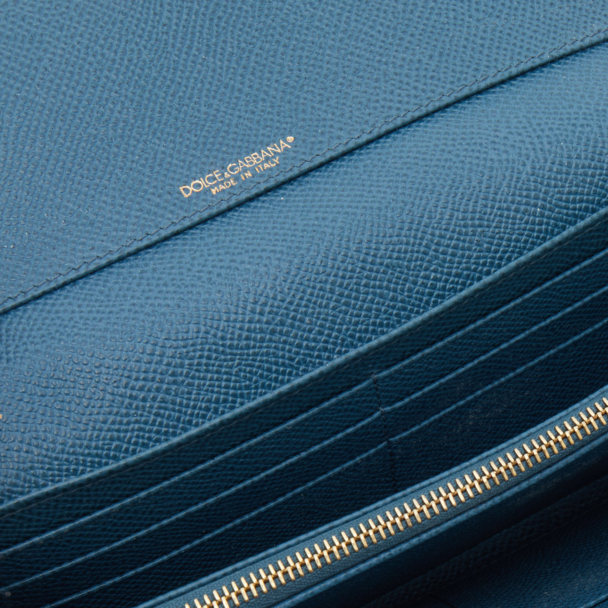 

Dolce & Gabbana Blue Leather Dauphine Flap Continental Wallet