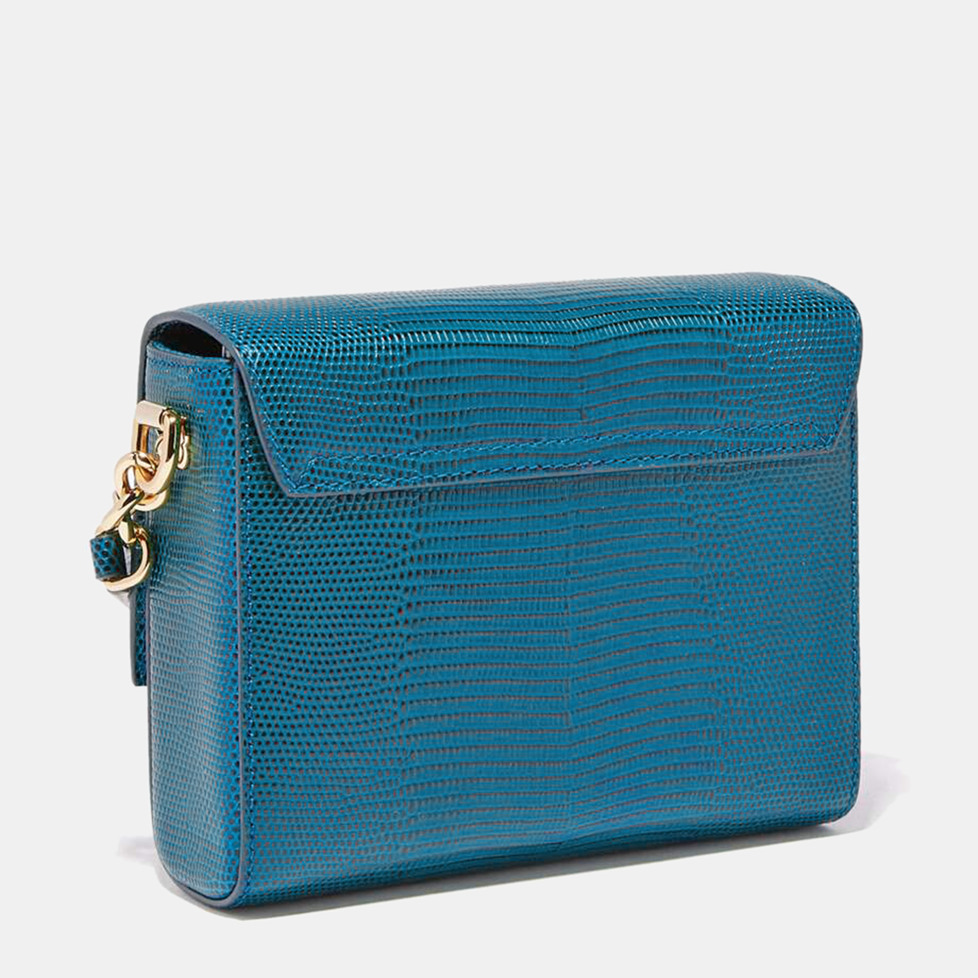 

Dolce & Gabbana Blue Iguana Embossed Leather Mini DG Millennials Crossbody Bag