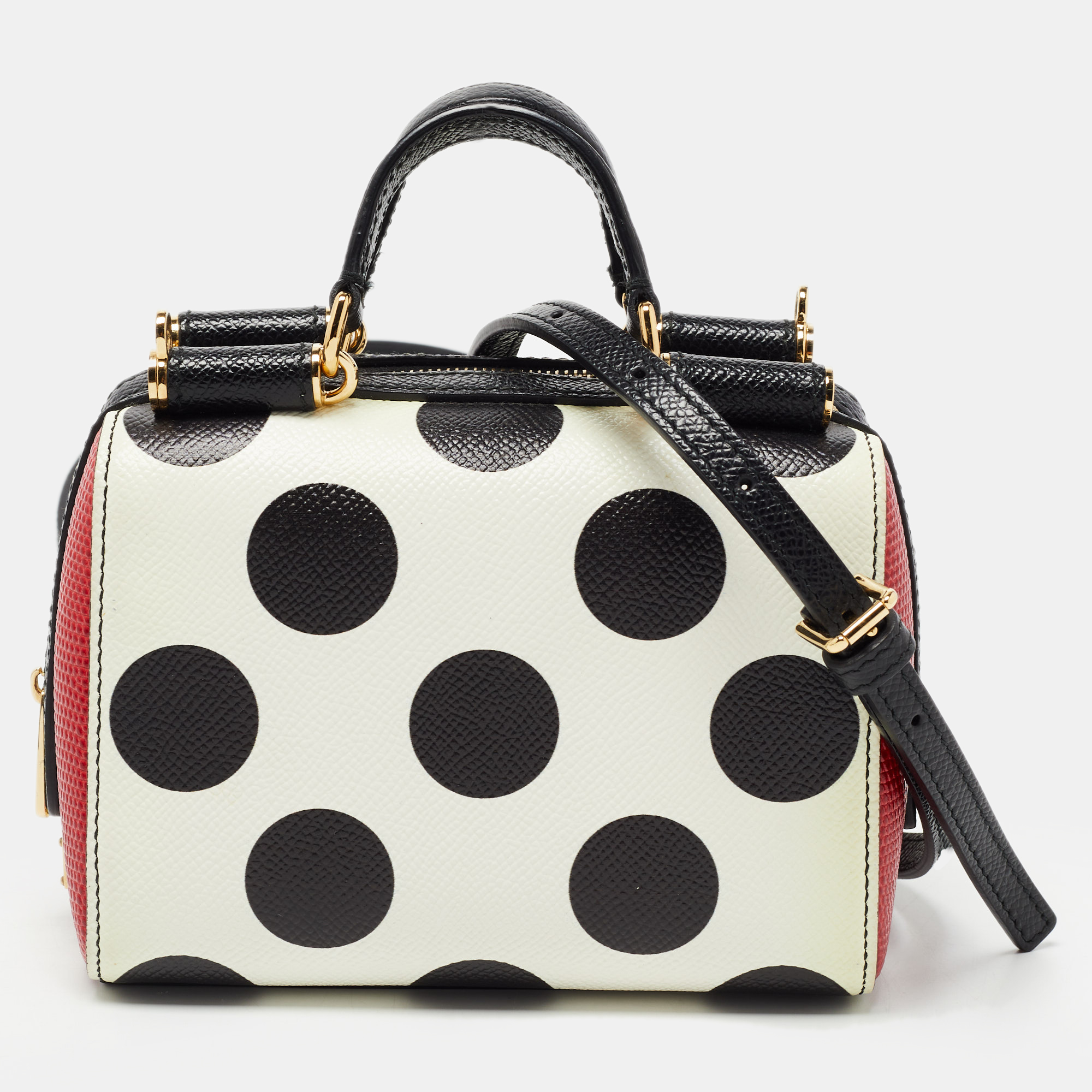 Pre-owned Dolce & Gabbana Muliticolor Polka Dot Dauphine Leather Sicily East West Bag In Multicolor