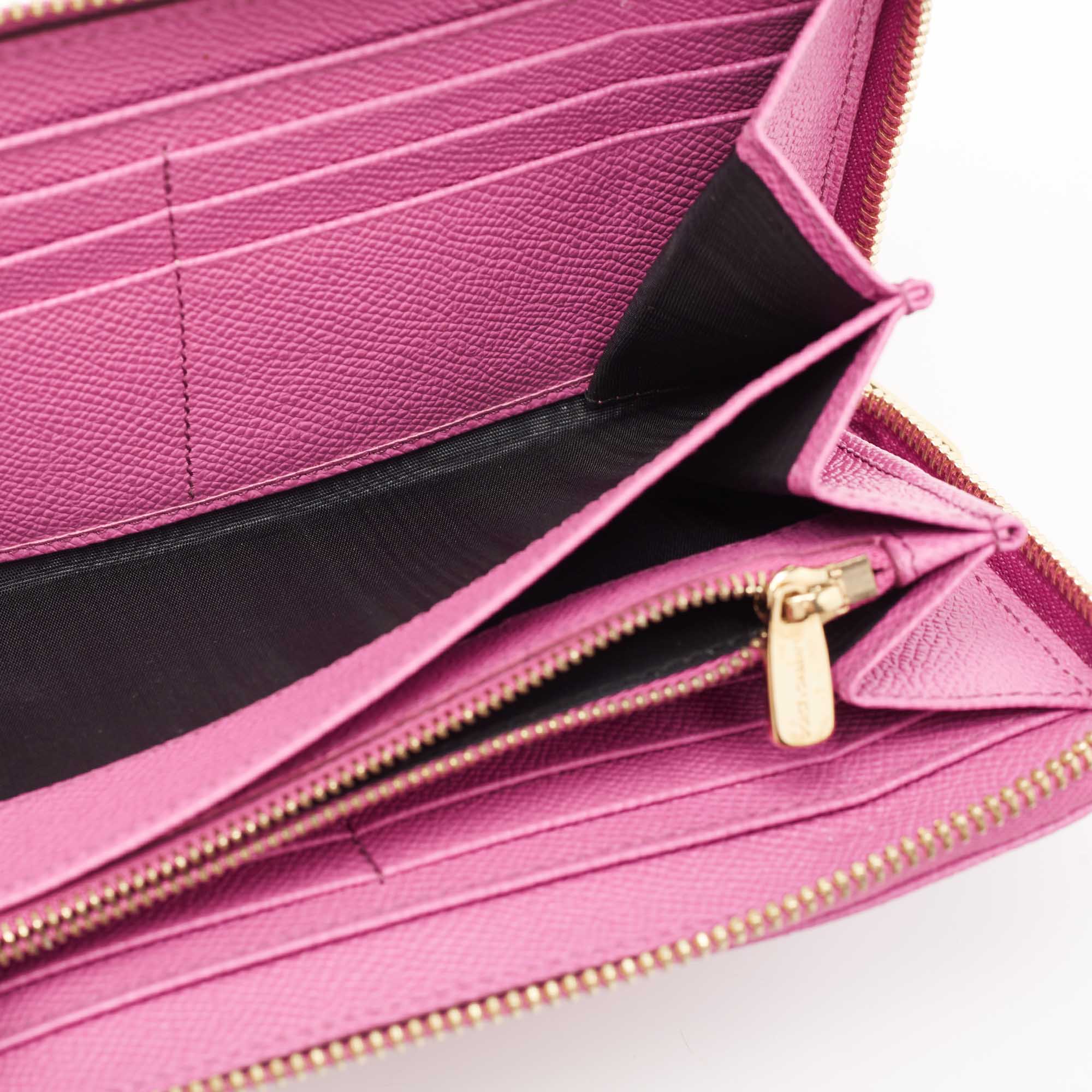 

Dolce & Gabbana Pink Leather Zip Around Wallet