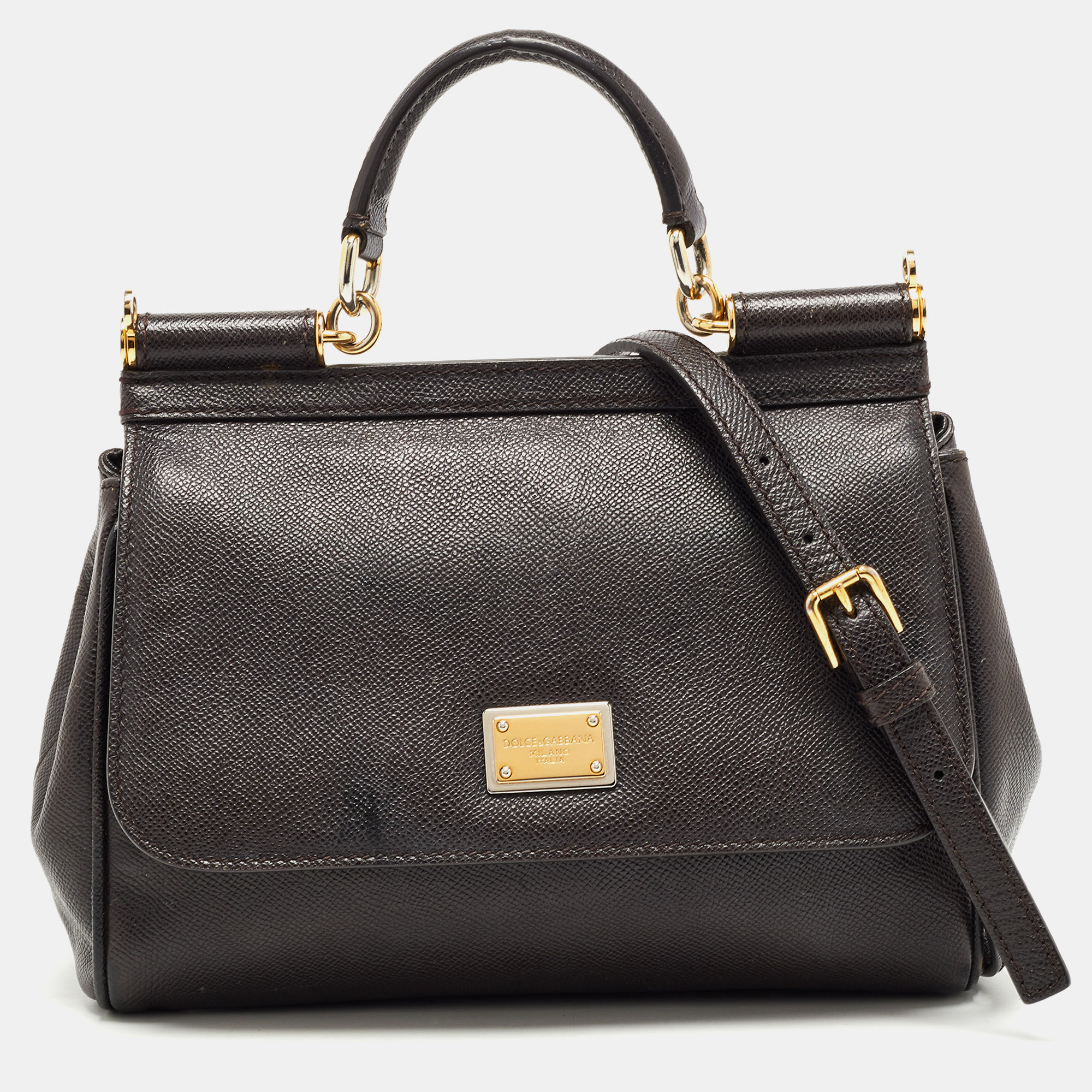 Dolce & Gabbana Dark Brown Leather Medium Miss Sicily Top Handle Bag Dolce  & Gabbana | TLC