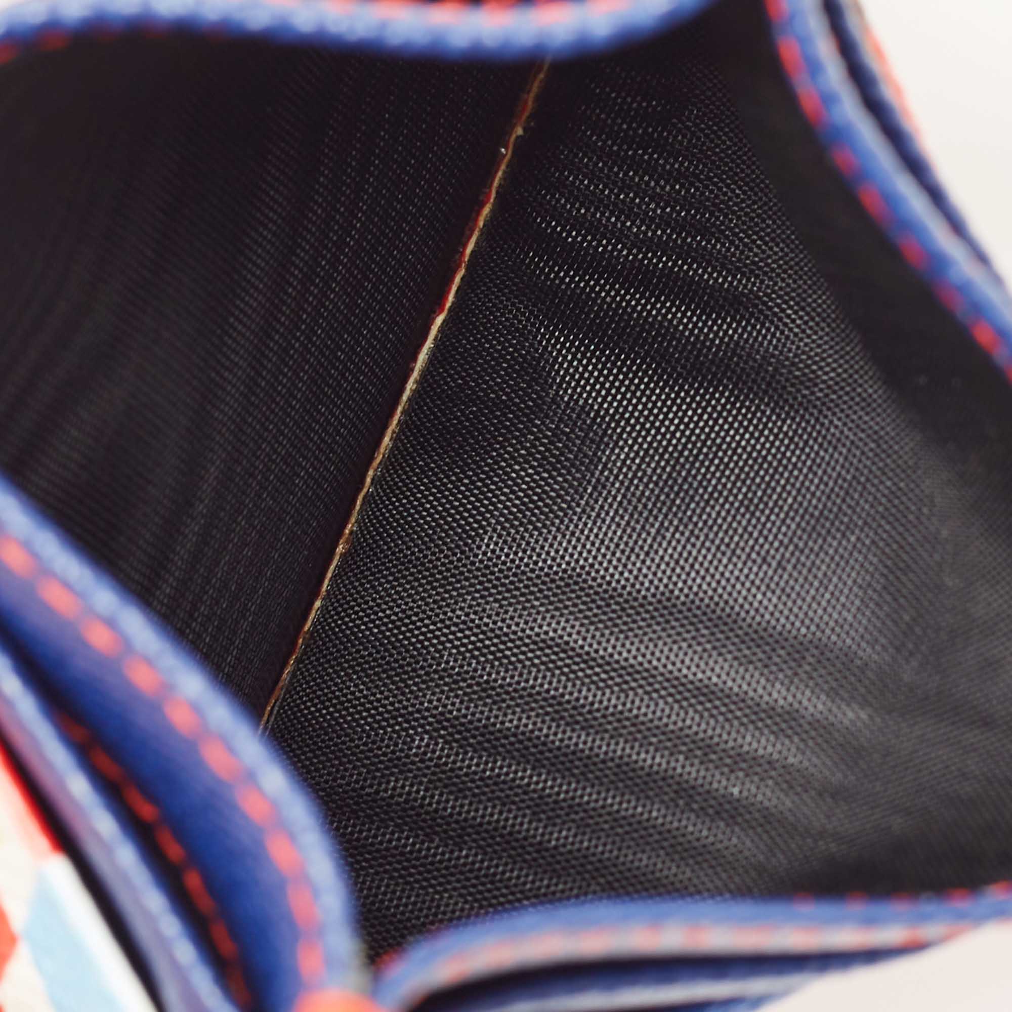 

Dolce & Gabbana Red/Blue Printed Leather Card Holder