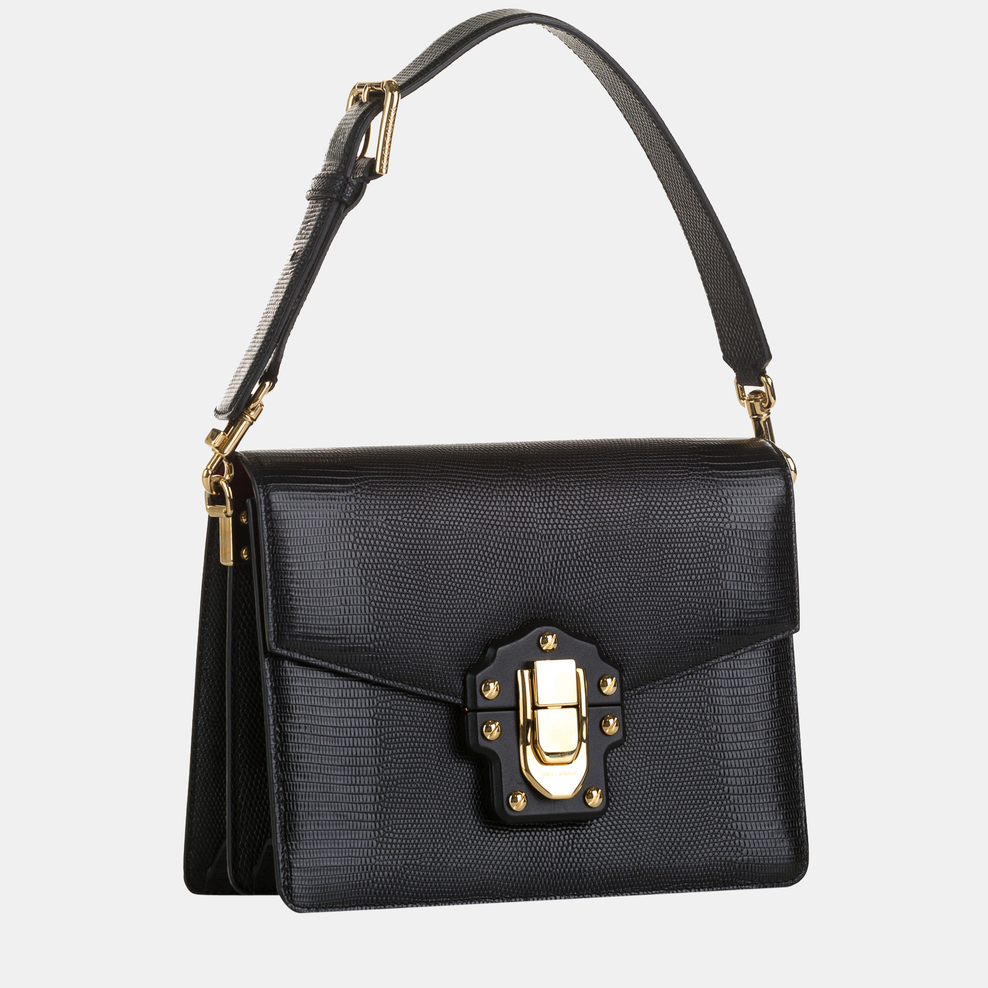 

Dolce & Gabbana Black Medium Embossed Lucia Satchel