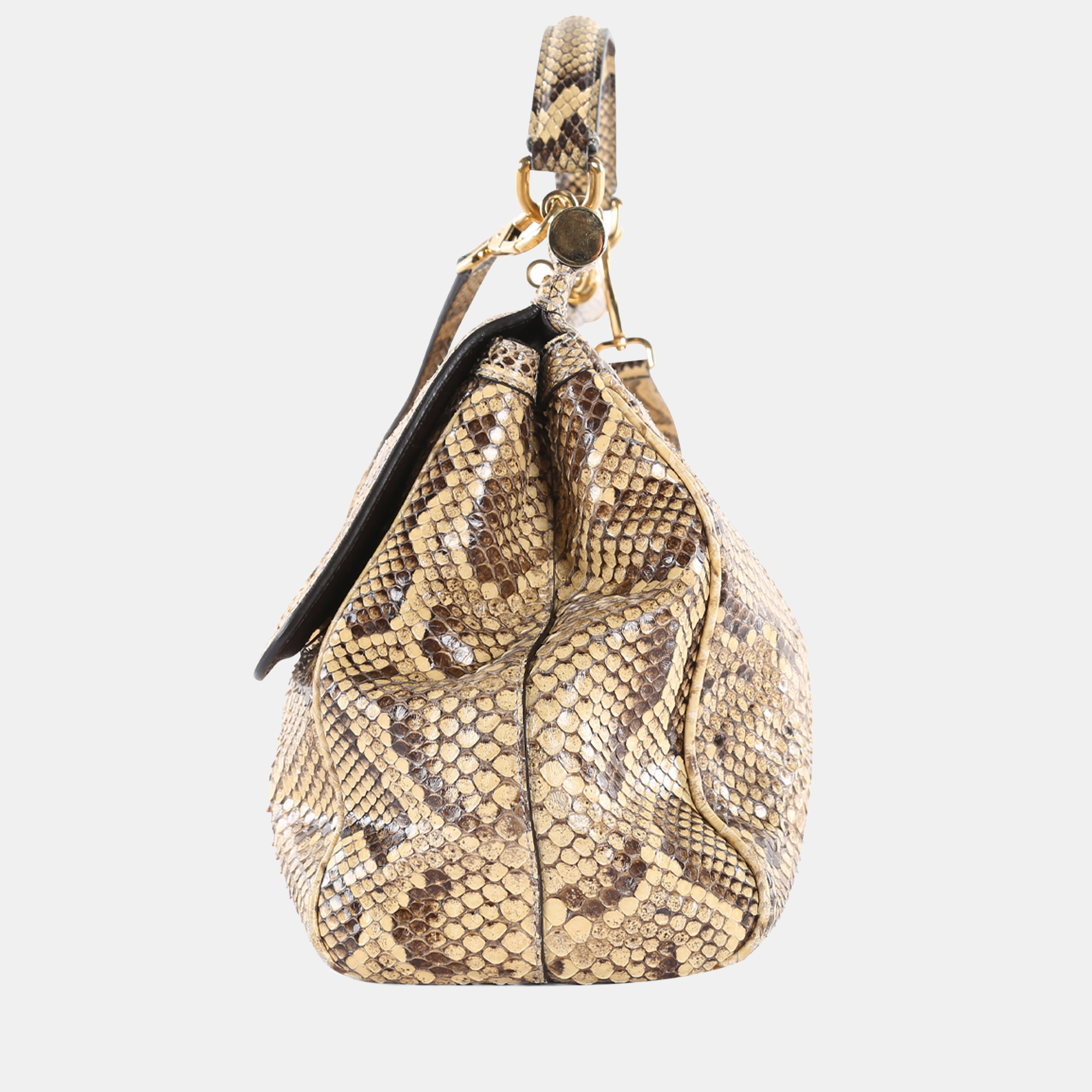 

Dolce & Gabbana Beige & Brown Python Miss Sicily Bag With Shoulder Strap
