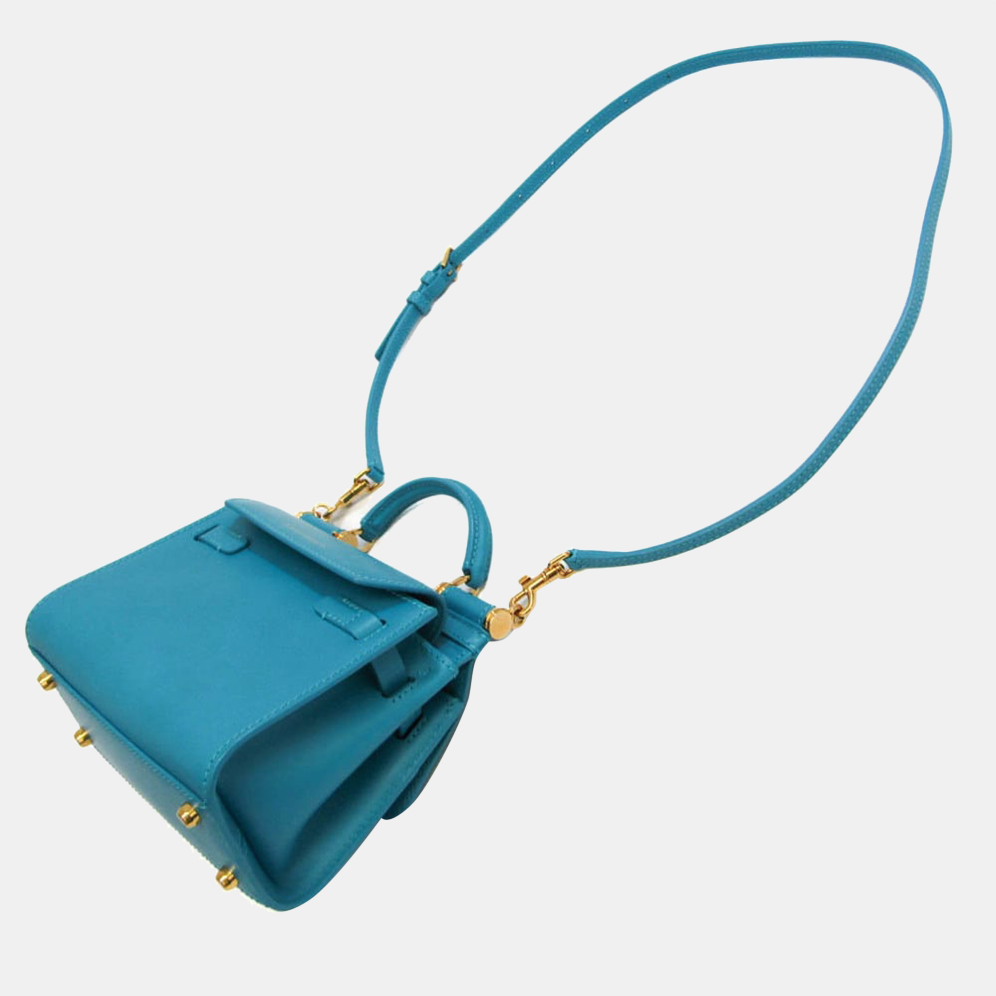 

Dolce & Gabbana Blue Leather Mini Miss Sicily Top Handle Bag