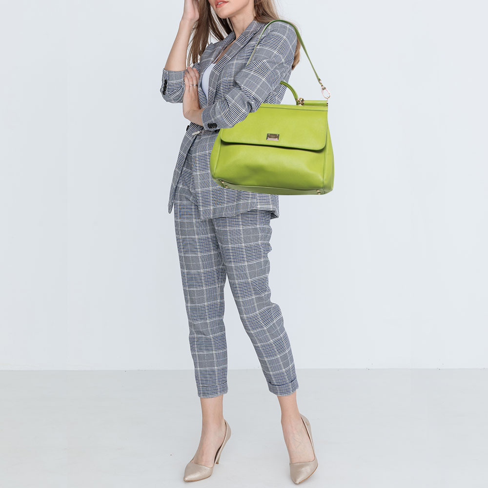 

Dolce & Gabbana Apple Green Leather  Miss Sicily Top Handle Bag
