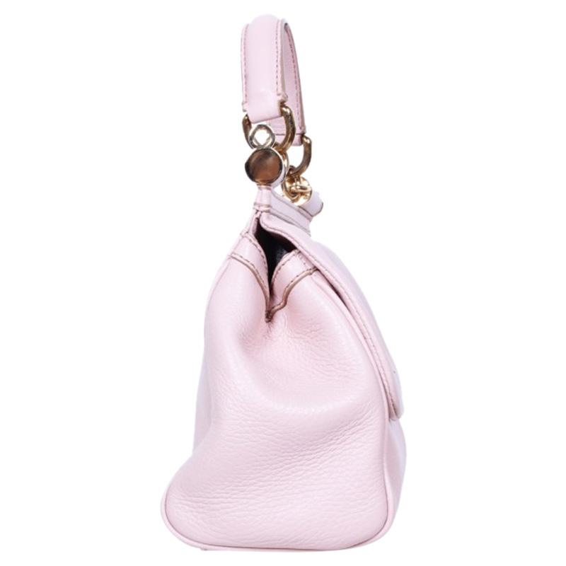 

Dolce and Gabbana Pink Leather Miss Sicily Top Handle Bag