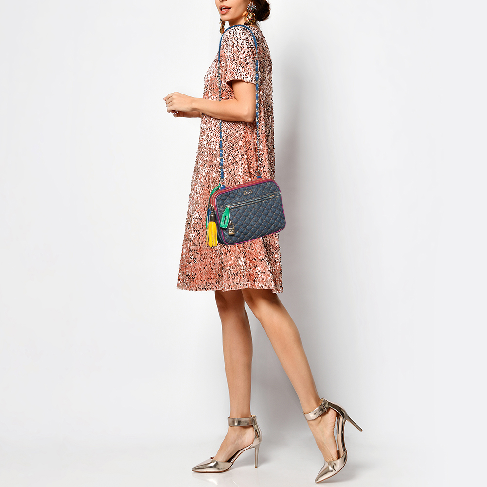 

D&G Multicolor Denim and Leather Lilly Glam Shoulder Bag