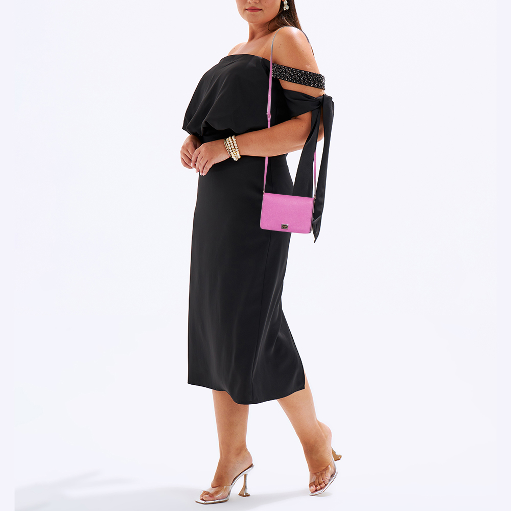

Dolce & Gabbana Pink Leather Mini Dauphine Crossbody Bag